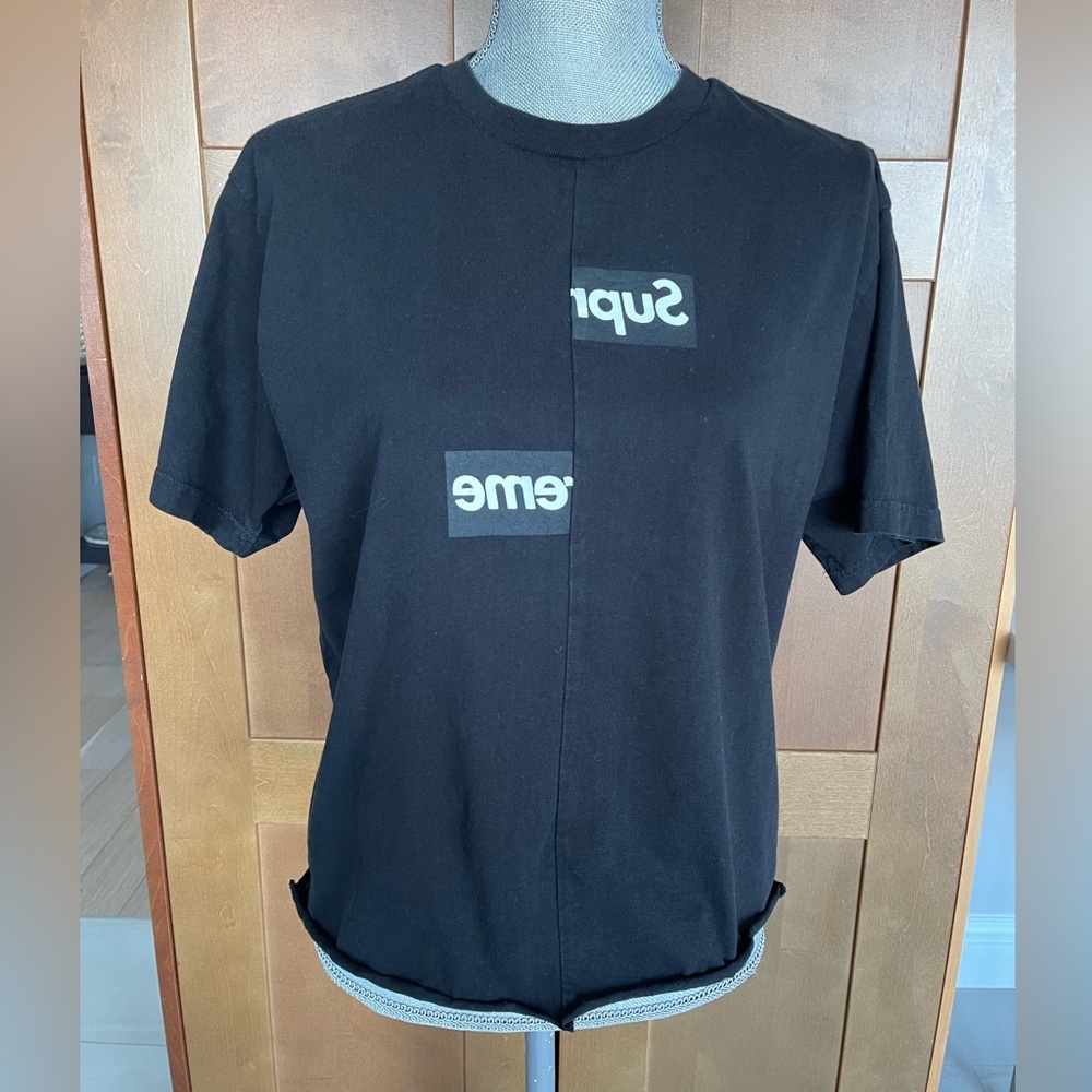 SUPREME x Comme des Garcons Black Split Box Logo Tee *Upcycled* Size Small
